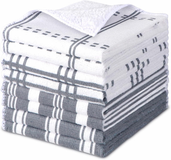AIDEA Kitchen Towels, Absorbent Soft Dish Cloths for Home, Multi-Purpose Cleaning, 11” x 11”, 8 Pack