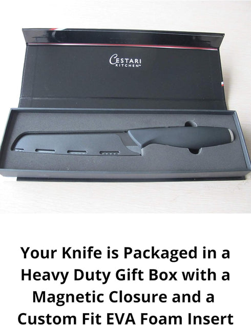 Cestari Advanced Ceramic Serrated Knife with Sheath and Luxury Magnetic Gift Box