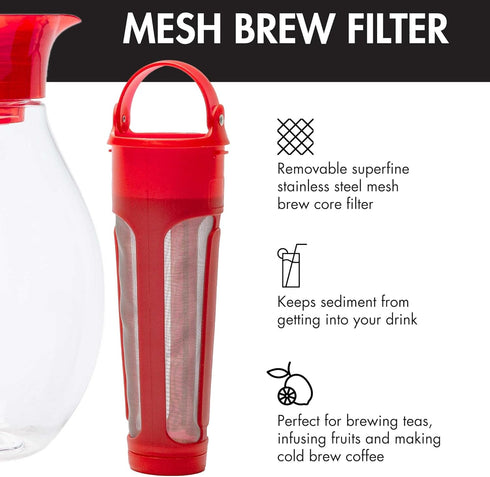 1-Gallon, Primula The Big Iced Tea Maker Tritan Plastic Infusion Beverage Pitcher with Leak Proof, Airtight Lid, Fine