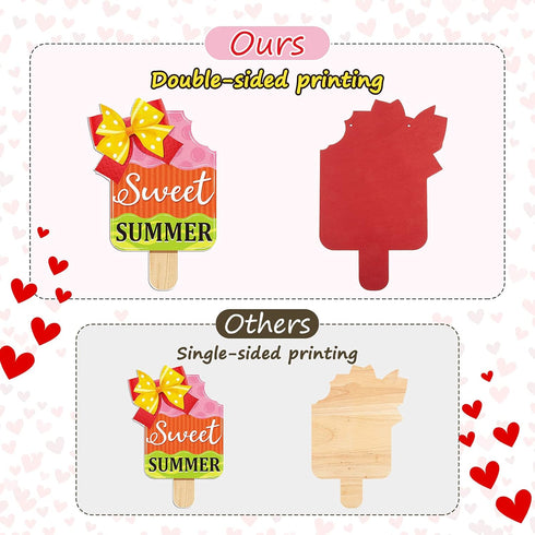 2 Summer Summer Pieces Ice Cream Sandbeach Hanging Sign Happy Wood Sign Sweet Wood Ornaments Welcome decor Door Hanging