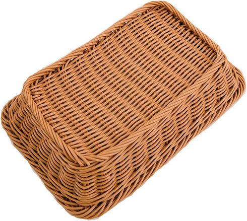 Yarlung 3 Pack Imitation Rattan Woven Bread Baskets, 11.8 Inch Poly Wicker for Food Serving and Display