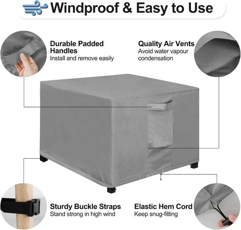 21L 21W 17H Inch, OutdoorLines Outdoor Waterproof Patio Ottoman Covers - Square UV-Proof Patio Side Table Cover