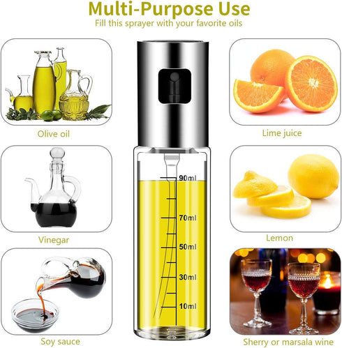 2 Pack Oil Sprayer for Cooking, Olive Oil Mister for Air Fryer, Refillable Vinegar Spritzer for BBQ and Baking