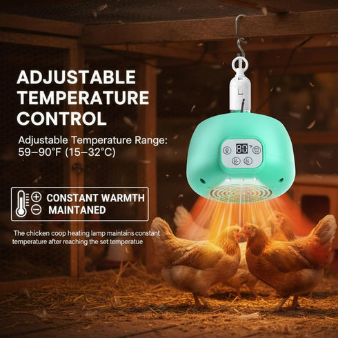 2 Sets 5 Enhon Chicken Coop Heater, Timing Heat Lamp for Chickens, Smart Temperature Control Chicken Brooder Heater