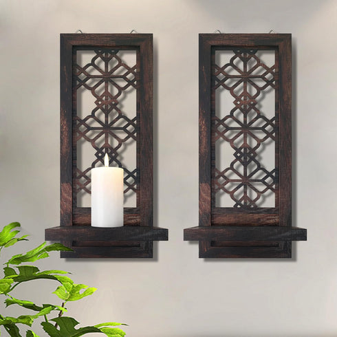 Set 2 Room.(15 x6 ZOLAPI of Candle Sconces, Farmhouse Accent Wall Sconce, Caramel Color Candle Holder Wall Decorations