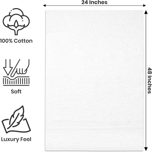 Pack 6 24x48 Inches 100% Bath Towels of Soft, Quick Dry & Highly Absorbent Cotton Towels for Bathroom, Spa, Gym & Hotel