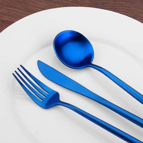 SHARECOOK Matte Blue Silverware Set, 20-Piece Stainless Steel Satin Finish Flatware Set for 4