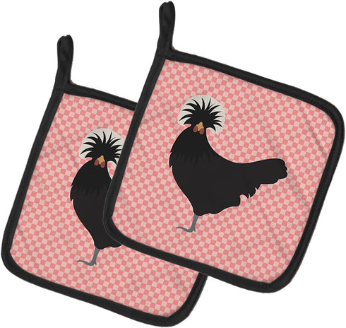 Caroline's Treasures BB7834PTHD Polish Poland Chicken Pink Check Pot Holders, 7 1/2 x 7 1/2