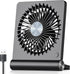 Koonie USB Fan, Strong Wind, Ultra Quiet Small Desk Fan, 220° Tilt, 3 Speeds, Black