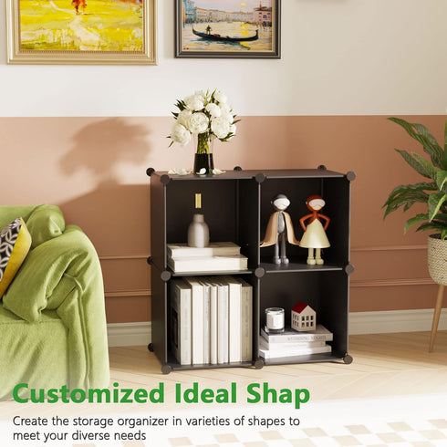 4-Cube Closet 24.8" 12.4" 24.8" SHS04A C&AHOME Cube Storage Organizer, Shelves Units, Cabinet, DIY Plastic Modular Book