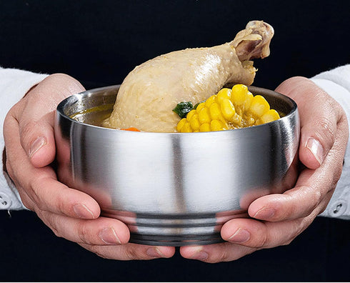 YIKANGHENG Thickened 304 Stainless Steel Bowl, 300Ml Food Grade Bowl for Soup, Rice, Salad, Breakfast, Dinner (1, 10.5