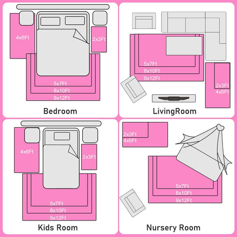 Ultra Soft Fluffy Hot Pink Rugs, 4x6 Feet Shag Area Rug for Bedroom and Living Room Decor