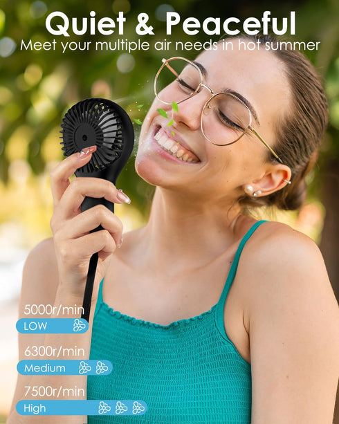 Handheld Fan Mini Portable Fan: Hand Small Fan, USB Rechargeable Personal Fan, 3 Speeds for Travelling Camping Outdoor Home Office by HOMETOP