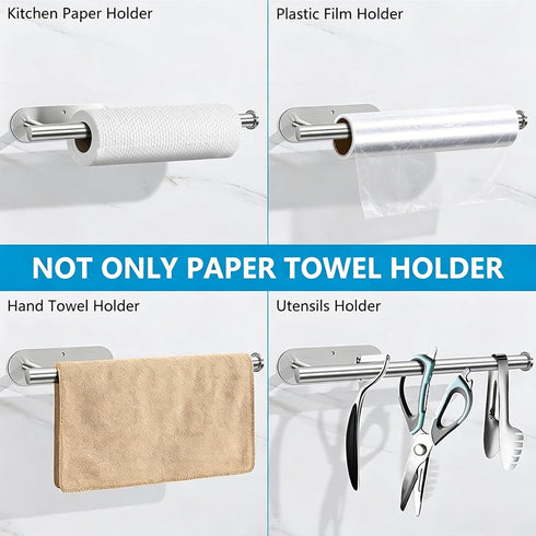 Paper Towel Holder Under Cabinet - Self Adhesive Paper Towel Roll Holder Wall Mount, Gewtur Stainless Steel Paper Towel