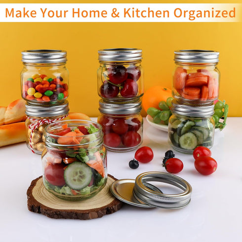 UrSpeedtekLive 30 Pack 8 oz Mason Jars with Regular Lids and Bands, Half Pint Canning Jars, Small Glass Jars for Honey