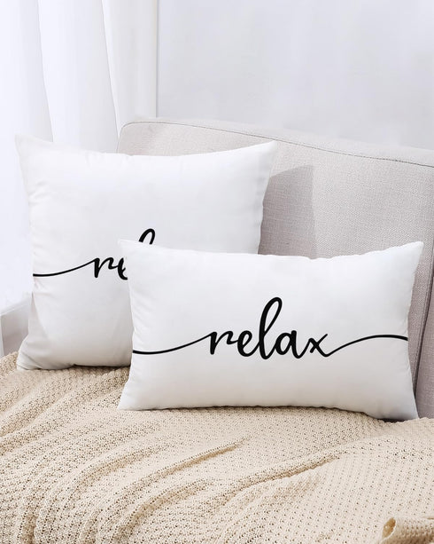 CarOptics 12x20 Inch Cozy Farmhouse Relax Lumbar Pillow Cover - 'Housewarming Gifts' Rustic Cushion Case, Ideal
