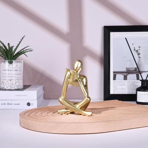 Gold Reading Women Statue, Thinker Sculptures, Abstract Art Ornament, Modern Aesthetic Figurine Decoration, Suitable