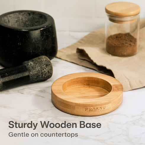 Set 1 Praknu Mortar and Pestle Small - Heavy-Duty Cup Stone Grinder for Spices & Herbs - Durable Granite Molcajete
