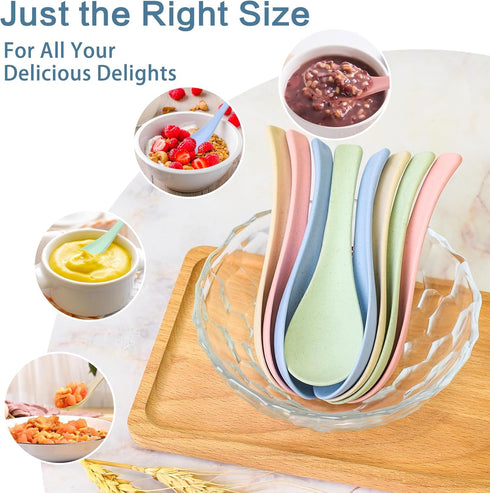 8 Pcs Plastic Spoon Dinner Spoons - Lnrkai Portable Reusable Soup Spoon Set, Lightweight & Dishwasher Safe