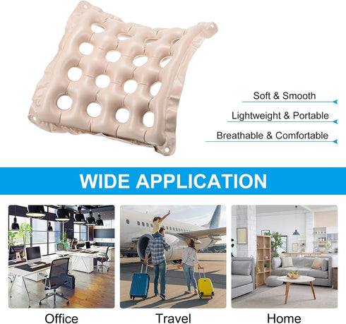 PATIKIL Inflatable Seat Cushion, 2 Pack Portable Air Seat Pad for Wheelchairs Office Chairs, Breathable Beige