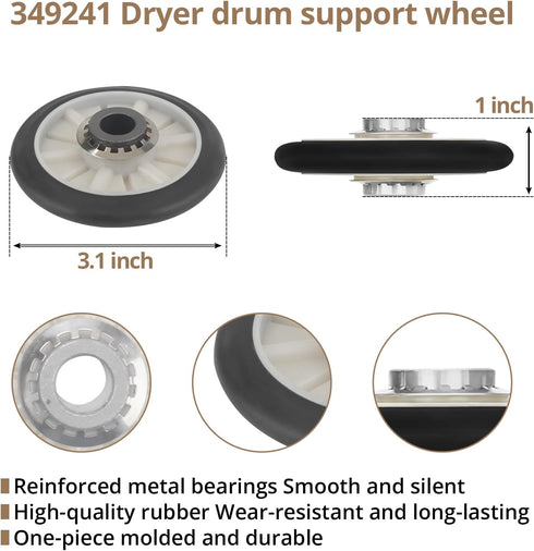 Compatible Dryer Belt Pulley Kit for Whirlpool Models: LER5620KQ1, LEQ9030PQ0, WED6200SW0, WGD5540SQ0