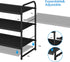 3 Simple Trending Tier Stackable Shoe Rack, Expandable Adjustable Fabric Shoe Shelf Storage Organizer, Black