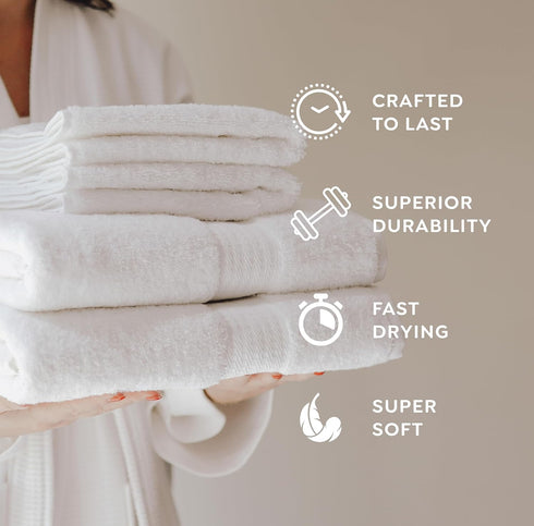 1888 4 Pack Set, Mills Premium Bath Towel True Classics Premium Cotton Blend, Super Soft and Highly Absorbent Bath