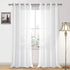 DWCN White Sheer Curtains - Set of 2 Panels, Faux Linen Look Grommet Window Drapes for Bedroom Living Room