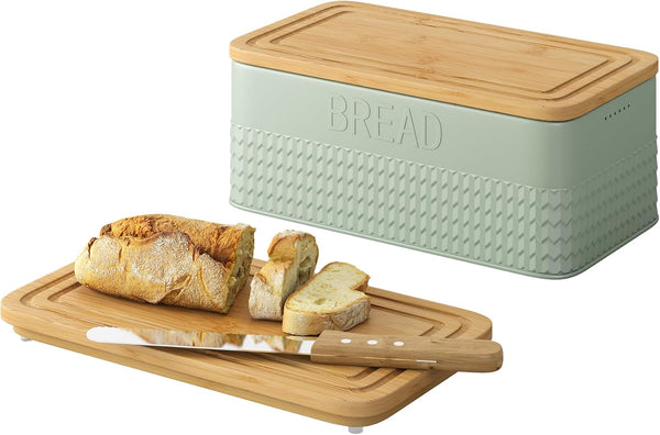 kiplant Bread Box for Kitchen Countertop, Large Bread Storage Container with Bamboo Lid,