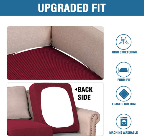 H.VERSAILTEX High Stretch Individual Seat Cushion Covers, Sofa Slipcovers Featuring Jacquard Textured Twill Fabric (2