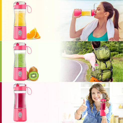 Personal Blender, Portable Juice Blender for Shakes and Smoothies, USB-C Rechargeable, Cordless (Pink)