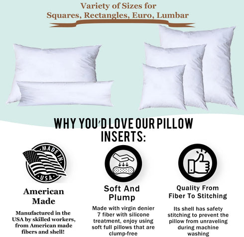 Pillowflex Premium Polyester Throw Pillow Insert - 15x15 - Ultra Soft Small Square Couch Sham, Lumbar, Sofa - 1 Soft