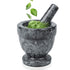 Flexzion Mortar and Pestle Set, Black - Solid 4 Inch Heavy Granite Molcajete Stone Grinder for Guacamole, Herbs, Spices