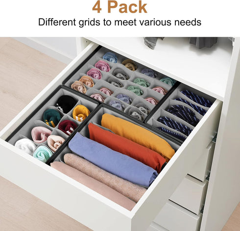 Organizer Divider, Foldable Closet Storage Organizer Basket, Fabric Organization Bins for Clothes, 6 Pack