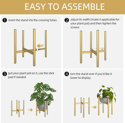 8 14 Inch 160 LB Adjustable Metal Plant Stand Indoor, Mid Century Modern Outdoor Planter Holder for to Pots, Heavy Duty