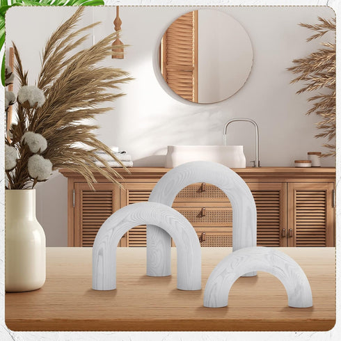 3 Qunclay Pcs Wood Arch Decorative Shelf Objects Modern Book Shelves Decor Aesthetic Wooden Boho Table Decorations