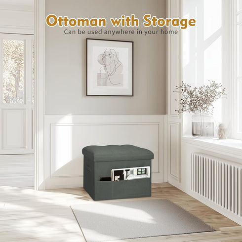 300 lbs, 17x13x13IN(Black BelugaHelper Small Ottoman with Storage, Foldable Ottoman Foot Rest Stool with Thicker Foam