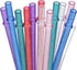 Dakoufish 12 Piece 12 Inch Glitter Sparkle Reusable Straws, Food Grade Tritan Material with Cleaning Brush