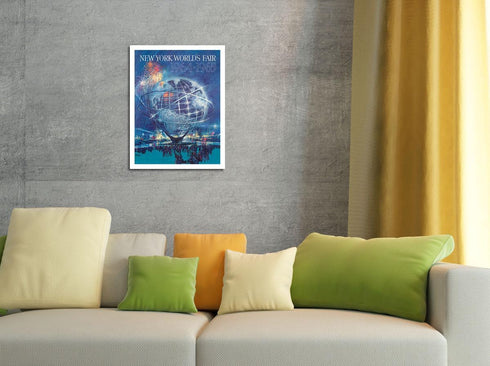 1964 New York World s Fair Unisphere Globe Vintage Travel Poster by Bob Peak, 11x14in Fine Art Print