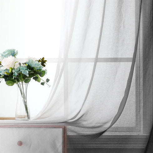 G2000 84 Inch Grommet (2 Set) Sheer & Drapes Grey and White Ombre Curtains for Bedroom & Living Room with Light