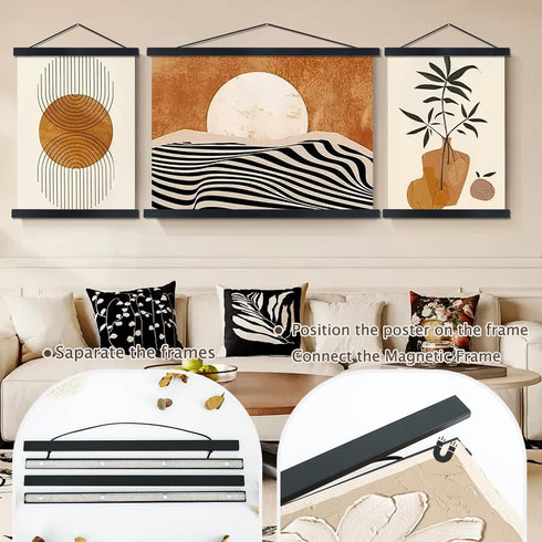 Artmag Magnetic Poster Hanger Frame - 24x36, 24x32, 24x18 Light Wood, Black, 24" Hanging Kit