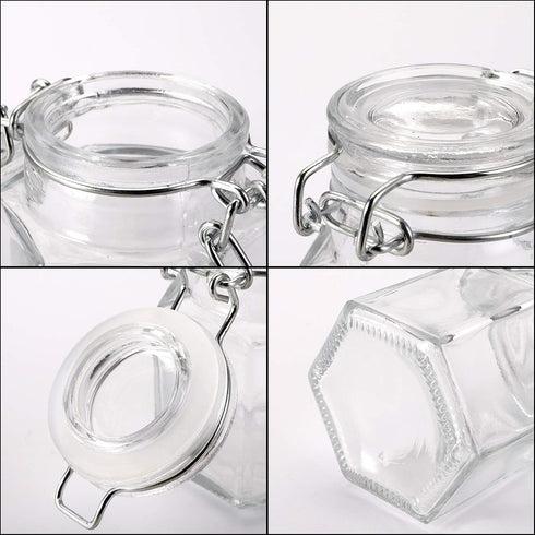 30 Pack 3.5oz TOPZEA Hexagon Glass Jars with Airtight Lid, Clear Spice Jar, Herb Storage Containers Food jars