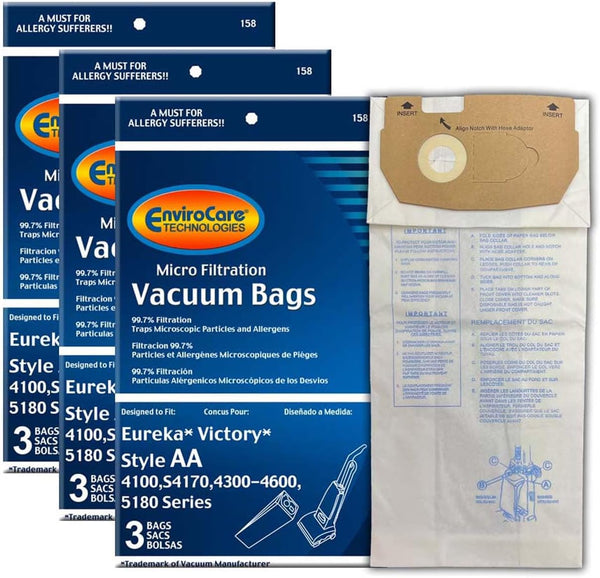 EnviroCare Replacement Micro Filtration Vacuum Cleaner Dust Bags, Eureka Style AA, 9 Pack