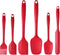 MaxDare Silicone Spatulas and Spoon Set, One-Piece Design, Heat Resistant, Non Stick, Set of 6, Red