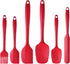 MaxDare Silicone Spatulas and Spoon Set, One-Piece Design, Heat Resistant, Non Stick, Set of 6, Red