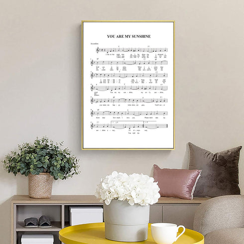 You Are My Sunshine Lullaby Canvas Wall Art – Sheet Music Poster Print for Baby Room Home Decor, Unframed