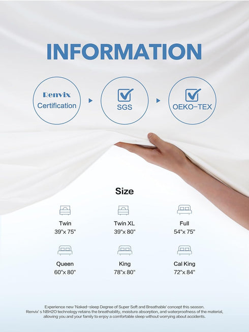 Twin XL Waterproof Mattress Protector, Premium Viscose from Bamboo Ultra Soft Breathable Mattress Cover, 8"-21" Deep