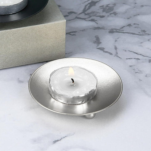 Set of 3 Decorative Iron Plate Candle Holders, 4.33x0.78inch for LED & Wax Candles, Spa & Wedding Decor