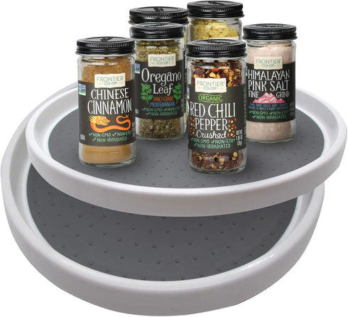 Lazy Susan Turntable 2 Pack, 12 Inch Non-Skid Round Spinning Spice Organizer for Kitchen, Cabinet, Pantry, Fridge