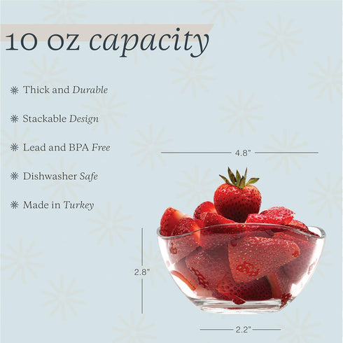 Set 12 10 Vikko Dessert Bowls, of Small Glass Bowls, Ounce Ice Cream Bowl, Small Candy or Snack Bowls, Small Salad